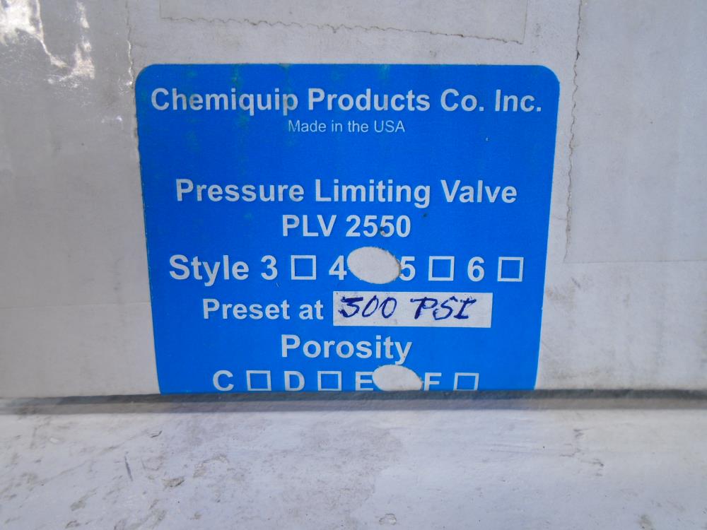 Lot of (3) Chemiquip 1/2" NPT Pressure Limiting Valve PLV 2550